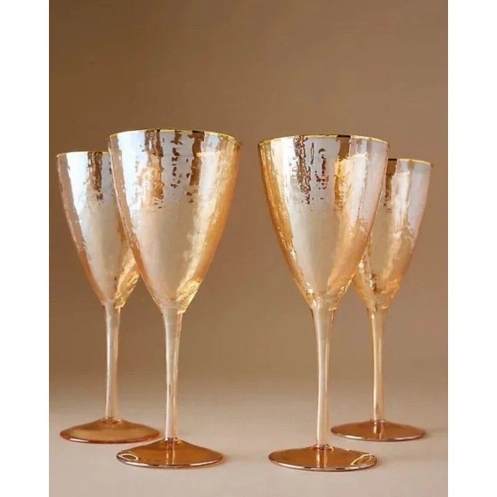 Anthropologie Zaza Honey Luster Wine Glasses NIB